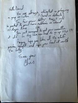 Letter From Chris Sievey To Fan