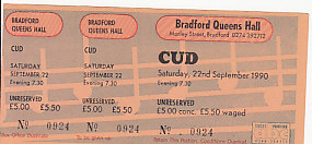 Bradford 22/2/90 Gig Ticket